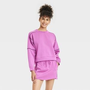 SET All in Motion XL Airy Sleek Scuba Sweatshirt and Skort in Dark Violet Purple